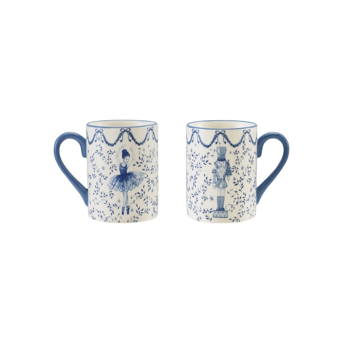 Mug with Ballerina & Nutcracker, White & Blue
