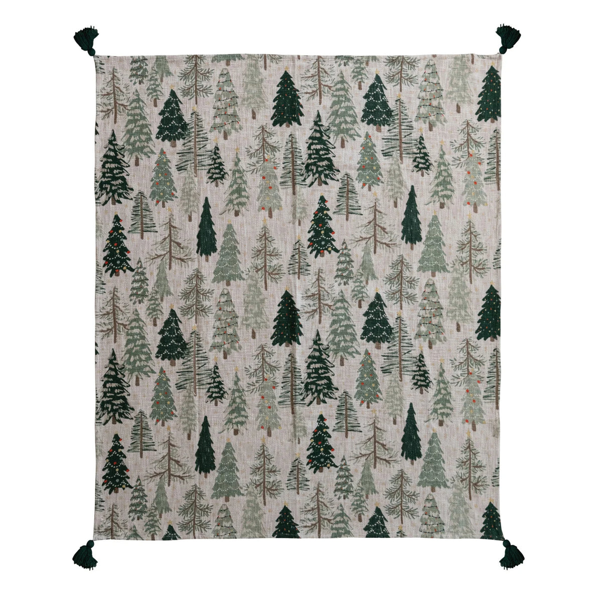 Throw w Tree Pattern & Tassels